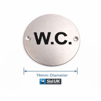 WC Door Sign 76mm Satin Aluminium Water Closet Toilet Plaque Brushed ...
