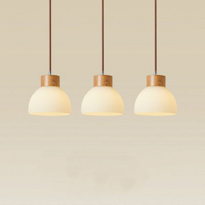WDW 18 cm Birch-Colour Pendant Lampshade, Wood-Effect Satin Finish, Oak Base, Single Pack.