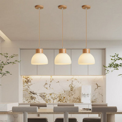 WDW 18 cm Birch-Colour Pendant Lampshade, Wood-Effect Satin Finish, Oak Base, Single Pack.