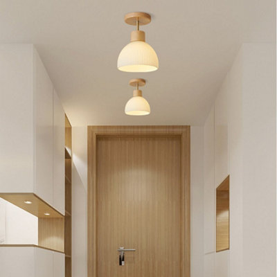WDW 18 cm Birch-Colour Pendant Lampshade, Wood-Effect Satin Finish, Oak Base, Single Pack.