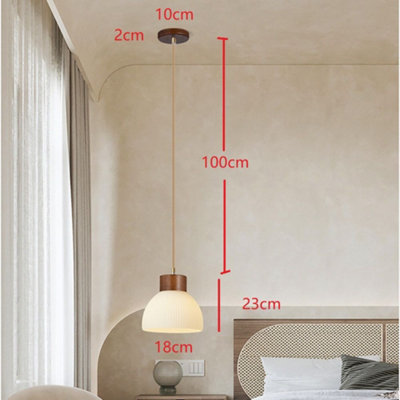 WDW 18 cm Birch-Colour Pendant Lampshade, Wood-Effect Satin Finish, Oak Base, Single Pack.