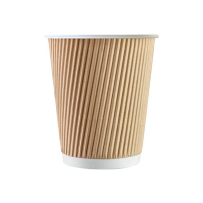 We Can Source It Ltd - 75 x 16oz Ripple Brown Kraft Paper Cups - 3 PLY ...