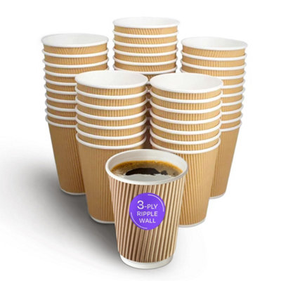 We Can Source It Ltd - 75 x 8oz Ripple Brown Kraft Paper Cups - 3 PLY ...