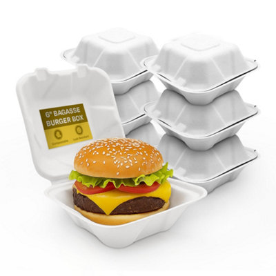 We Can Source It Ltd Bagasse Disposable Burger Box 6 Inch Sugarcane ...
