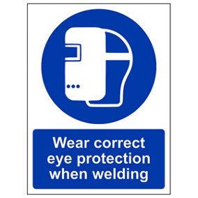 Wear Eye Protection Welding PPE Sign - Adhesive Vinyl - 300x400mm (x3)