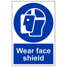 Wear Face Shield Mandatory PPE Sign - Adhesive Vinyl - 150x200mm (x3)