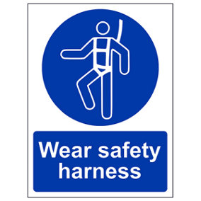 Wear Safety Harness Mandatory PPE Sign - Adhesive Vinyl - 200x300mm (x3)