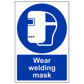 Wear Welding Mask Mandatory PPE Sign - Rigid Plastic - 200x300mm (x3)