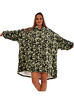 Wearable Hooded Fleece Blanket - Green Camo, Adult