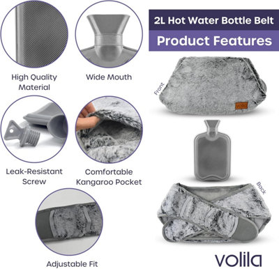 Wearable Hot Water Bottle Belt - 1.5L Soft Wrap-Around Hot Water Bag with Adjustable Strap for Period Pain, Cramps & Warmth