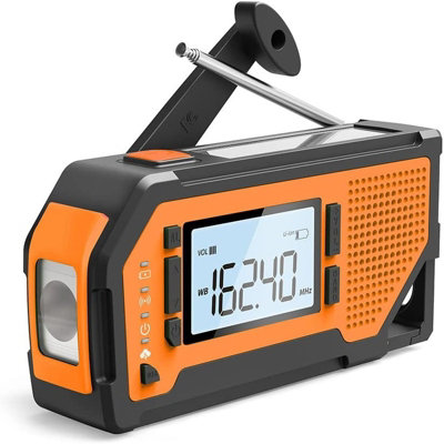 Weather Radio with AM FM Bands Flashlight Weather Alarm Portable for ...