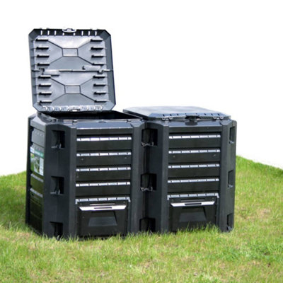 Weather-Resistant Garden Composter Black 380 L