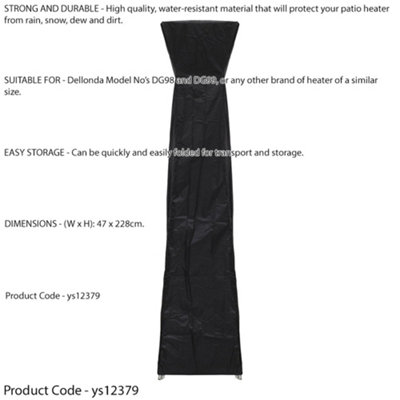 Weather Resistant Patio Tower Heater Cover For ys12380 & ys12382 - 2280x470mm