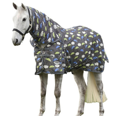 Weatherbeeta Comfitec Essential Mesh II Umbrella Horse Turnout Rug & Neck Cover Grey/Blue/Green (5 9")