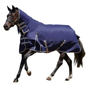 Weatherbeeta Comfitec Heavy Essential Combo Neck Turnout Rug Navy/Silver/Red (4 ft 6)