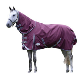 Weatherbeeta Comfitec Plus Dynamic II achable Neck Medium Lightweight Horse Turnout Rug Maroon/Grey/White (4 3")