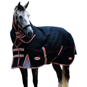 Weatherbeeta Comfitec Premier Plus achable Neck Therapy-Tec Lightweight Horse Turnout Rug Black/Silver/Red (5 3")