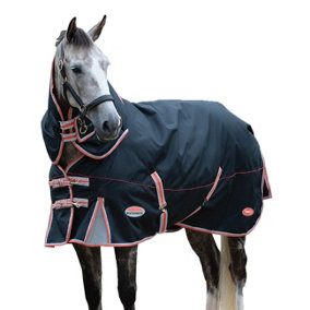 Weatherbeeta Comfitec Premier Plus achable Neck Therapy-Tec Lightweight Horse Turnout Rug Black/Silver/Red (7)