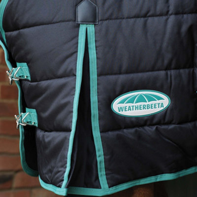 Weatherbeeta Green-Tec Tapis d'écurie léger à col combiné pour cheval Taille M, Noir/Vert bouteille