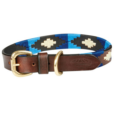 Weatherbeeta Polo Leather Dog Collar Cowdray Brown/Blue (Extra Large) Price Comparisons | Compare The Build