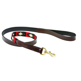Weatherbeeta Polo Leather Dog Lead Cowdray Brown/Black/Red/White (One Size)