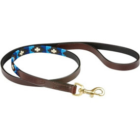 Weatherbeeta Polo Leather Dog Lead Cowdray Brown/Blue (Medium)