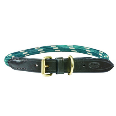 Weatherbeeta Rope Leather Dog Collar Hunter Green/Brown (L) DIY at B&Q