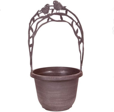 Weathered Metallic Effect Bird Planter with Removable Trellis