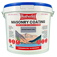 Weatherflex Smooth Premium Masonry Paint - 10L - Bassenthwaite Grey -  For Brick, Stone, Concrete Block, Concrete, Render
