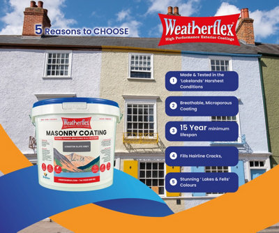 Weatherflex Smooth Premium Masonry Paint - 10L - Bassenthwaite Grey -  For Brick, Stone, Concrete Block, Concrete, Render