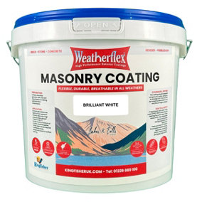 Weatherflex Smooth Premium Masonry Paint - 10L - Brilliant White -  For Brick, Stone, Concrete Block, Concrete, Render