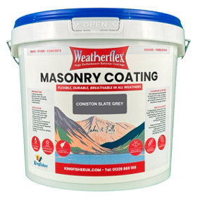 Weatherflex Smooth Premium Masonry Paint - 10L - Coniston Slate Grey -  For Brick, Stone, Concrete Block, Concrete, Render