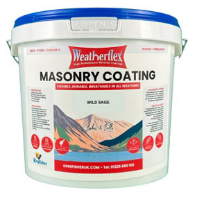 Weatherflex Smooth Premium Masonry Paint - 10L - Wild Sage -  For Brick, Stone, Concrete Block, Concrete, Render