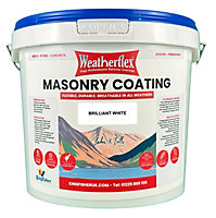 Weatherflex Smooth Premium Masonry Paint - 5L - Brilliant White -  For Brick, Stone, Concrete Block, Concrete, Render