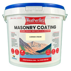 Weatherflex Smooth Premium Masonry Paint - 5L - Cornish Cream -  For Brick, Stone, Concrete Block, Concrete, Render