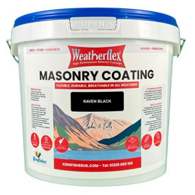 Weatherflex Smooth Premium Masonry Paint - 5L - Raven Black -  For Brick, Stone, Concrete Block, Concrete, Render