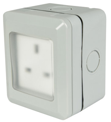 Weatherproof 1 Gang Outdoor Socket with Transparent PVC Cover