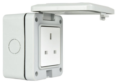 Weatherproof 1 Gang Outdoor Socket with Transparent PVC Cover