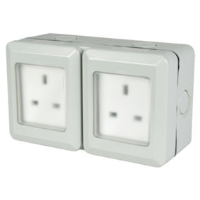 Weatherproof 2 Gang Outdoor Socket with PVC Covers
