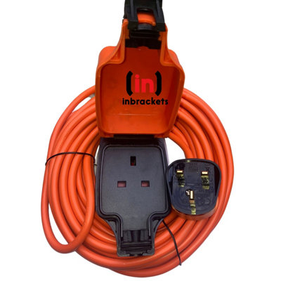 Weatherproof Mains Outdoor Garden Extension Lead IP54 Orange 1 Socket 13A Plug 10 Metres - 4