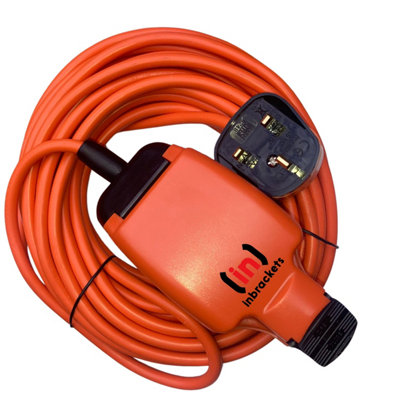 Weatherproof Mains Outdoor Garden Extension Lead IP54 Orange 1 Socket 13A Plug 15 Metres