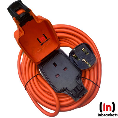 Weatherproof Mains Outdoor Garden Extension Lead IP54 Orange 1 Socket 13A Plug 2 Metres - 3