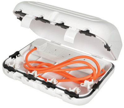 Weatherproof Outdoor Electrical Plug Enclosure Box with 4-Gang 2m Extension Lead