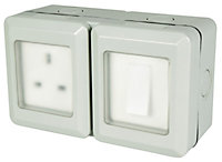 Weatherproof Outdoor Single Switch and Socket with PVC Covers