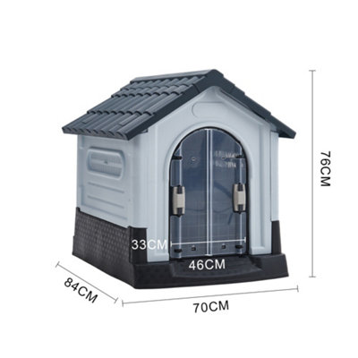 Weatherproof Plastic Pet Cage Dog House Dog Kennel Dog Crate with Skylight and Lock Door 700x840x760mm