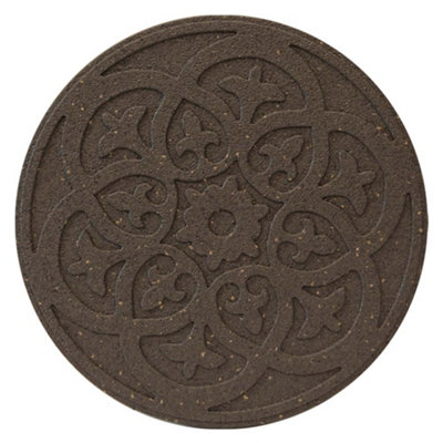 Weatherproof Stepping Stones Ornamental Path Eco Friendly Weatherproof Recycled Rubber with Scroll Design (x16 Earth)
