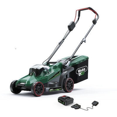 Webb Eco 20V 33cm Brushless Cordless Lawnmower. 5 Cutting Heights. 35L Collector. 13" Cutting Width, Inc 1x4AH Battery & Charger