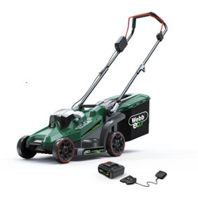 Webb Eco 20V 33cm Brushless Cordless Lawnmower. 5 Cutting Heights. 35L Collector. 13" Cutting Width, Inc 1x4AH Battery & Charger
