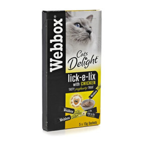 Webbox Cats Delight Lick-e-lix Cat Treats Chicken Cat Food 5x15g Pack of 17