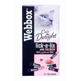 Webbox Cats Delight Lick-e-lix Cat Treats Salmon 5x15g (Pack of 17)